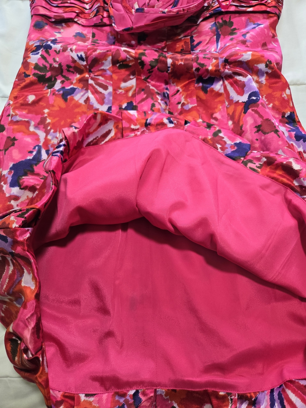 BCBGMaxAzria Hot Pink Floral Strapless Dress - Picture 13 of 14